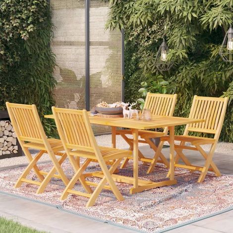 5-tlg. Garten-Essgruppe Massivholz Teak