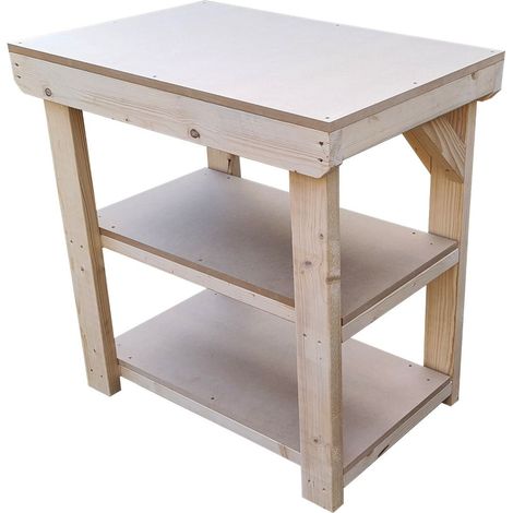 Wooden 18mm MDF Top Workbench (Clearance range), 3ft (90cm) Double shelf