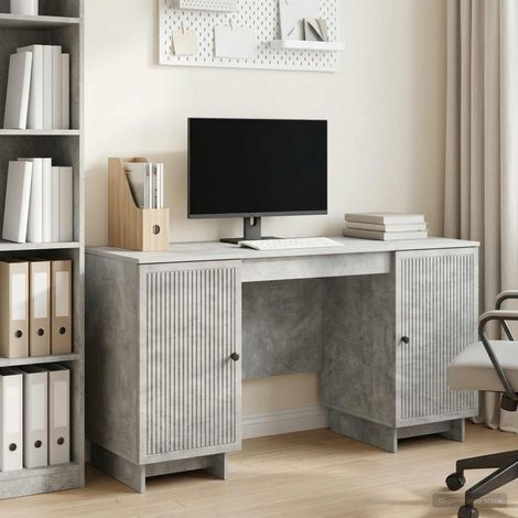 vidaXL Schreibtisch Betongrau Holzwerkstoff 142,5 x 50 x 75 cm (1/5)