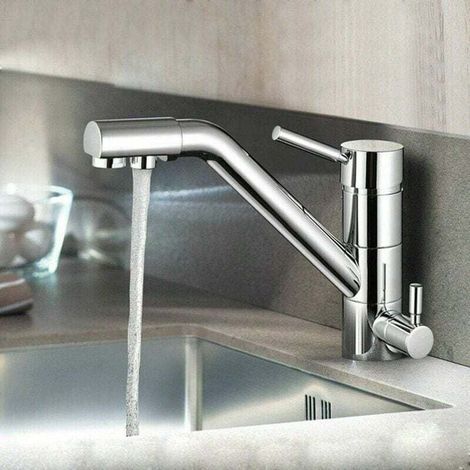 Grifo mezclador de cocina 3 en 1, grifo de 3 vías, mezclador de ósmosis giratorio (1/5)