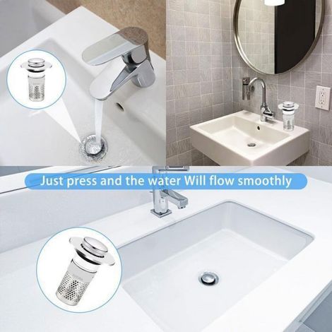 Bouchon Evier - Filtre Drainage Sol Acier Inoxydable 34-38 mm - Pour Lavabo Baignoire Bidet Salle De Bain - 2 Pièces (1/5)
