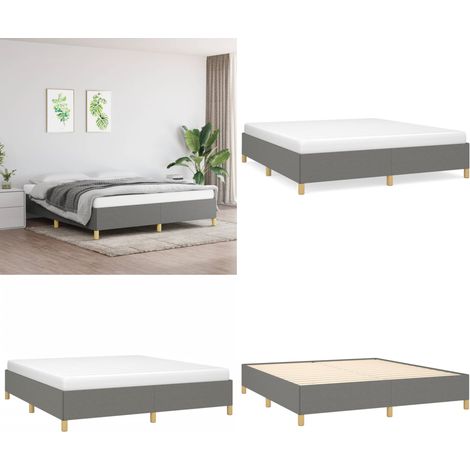 Bettgestell ohne Matratze Dunkelgrau 180x200 cm Stoff - Bettes Gestell - Doppelbett - Boxspringbetten - Lattenrost - Schlafzimmer Möbel - Home & Living (1/5)