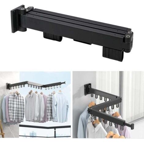 Pair Zusammenklappbarer Wäscheständer für den Innenbereich, Wäschetrockner aus Aluminium, 3-stufige, wandmontierte, zusammenklappbare Wäschestange, Wäscheständer für Waschküche, Badezimmer, Wohnzimmer