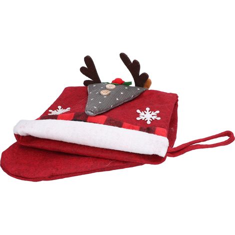 Lot de 10 chaussettes rouges de Noël, poupée à visage neutre, suspension décorative pour sapin, idée cadeau enfant, saint Nicolas et pochons surprise. (1/5)