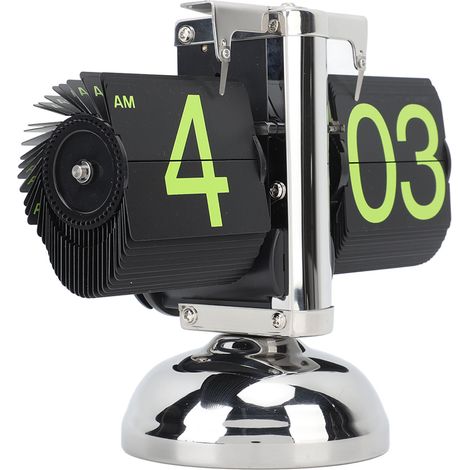 Horloge de bureau numérique rétro de style européen à affichage numérique 12 heures, en acier inoxydable 304, avec chiffres verts. Fonctionne automatiquement. Idéale pour le salon ou la maison. (1/5)