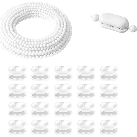 PVC stores Beaded chain - kit complet avec longue chaîne et 20 boucles à 20 perles (PCS), pièces de rechange pour la réparation de volets roulants, Stores verticaux et California stores, durable et fa (1/5)