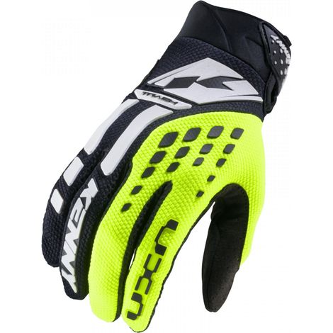 Gants TRACK Junior Cross/Enduro Jaune fluo Noir/Blanc Taille M (1/2)