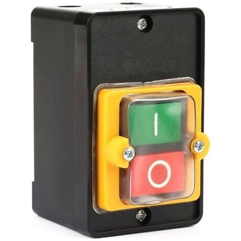 Commutateur à Bouton Poussoir, AC 220V/380V 10A Interrupteur à Bouton de Commande de Puissance étanche Bouton Marche Arret Machine Outil Interrupteur Machine Outil-- (1/5)