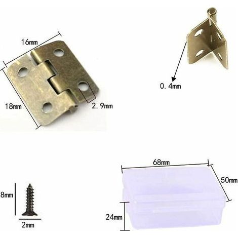 50pcs Mini Charnière Bout en Laiton Antique Petites Charnières Rétro Pliant Butt Bronze Charnières Vintage pour Bricolage Boîte en Bois Coffre à Bijoux Cabinet Mod&e (1/4)