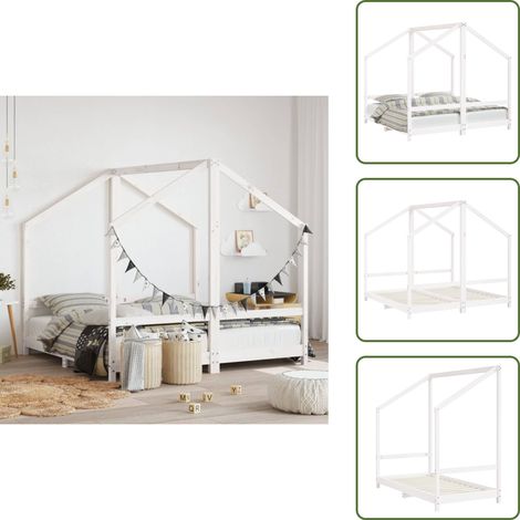 The Living Store Giroletto per Bambini Bianco 2x(80x160)cm Legno Massello Pino - Letto per bambini