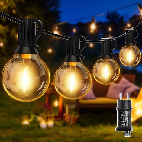 Guirlande Lumineuse Exterieure 5m, 13+1 Ampoules G40 LED, Blanc Chaud (1/5)