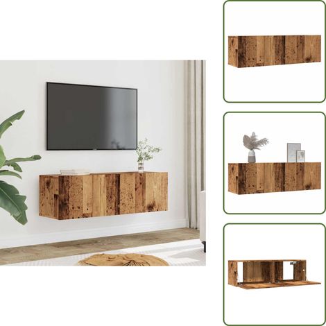 vidaXL Meubles TV muraux 2 pcs vieux bois 100x30x30 cm (1/5)