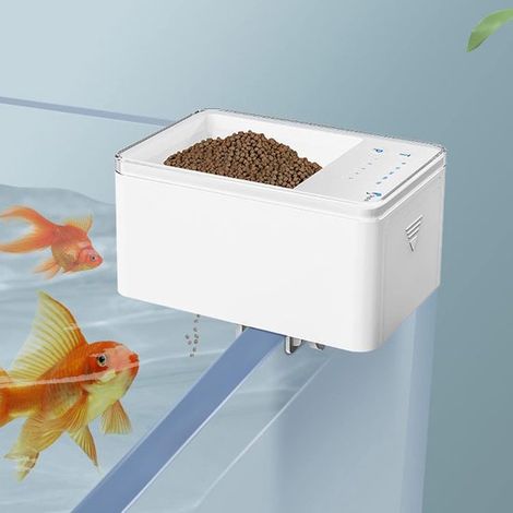 Mini distributore automatico di cibo per pesci da 70 ml, bianco, regolabile – per acquario durante le vacanze