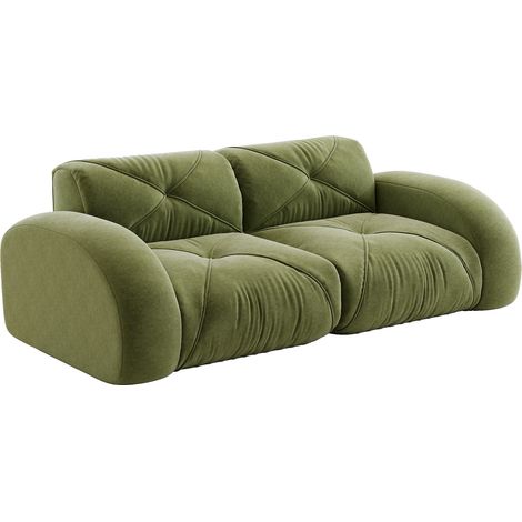CAIziCanapé sans cadre, canapé modulaire 2 places, mousse 32D haute densité, adapté au salon, tissu chenille confortable, design antidérapant, aucun montage requis, vert (1/5)