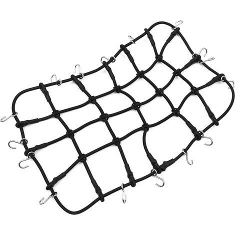 RC Cargo Net Roof Rack Accessories Elastic Storage Net with Hook for 1/10 RC Car RC Crawler Monster Trucks Compatible with D90 SCX10 90046 TRX-4 - Black (1/5)