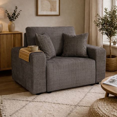 Fauteuil convertible 106x82x90 cm en tissu texturé taupe - MODULYS