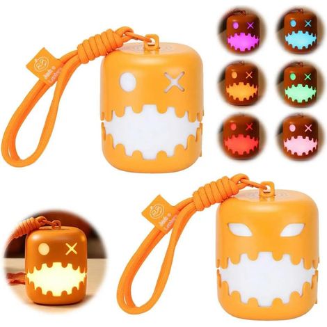 Luminaire Citrouille Halloween, 2 Pièces Citrouilles Lumineuses Halloween avec Un éclairage à 7 Couleurs, Luminaire LED Portable Citrouille pour Intérieur et Extérieur Jardin (1/5)