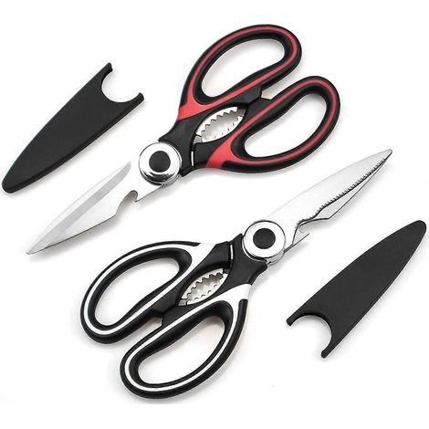 2-teiliges Küchenschere-Set, robuste Küchenschere, professionelle Edelstahlschere, Mehrzweckschere mit Deckel für Hähnchen, Fisch und Gemüse (1/4)