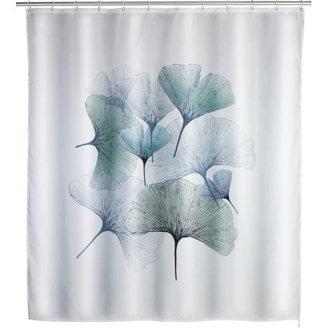 Rideau de Douche Ginkgo Anti-moisissure - Lavable, Hydrofuge avec 12 Anneaux pour Rideau de Douche, Polyester, 180 x 200 cm, Multicolore (1/5)