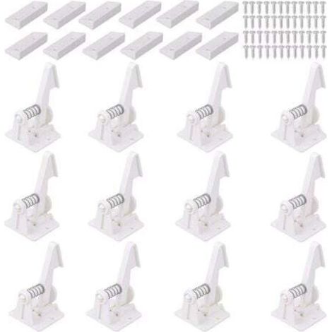 12-teiliges Set Kindersicherheits-Schrankschlösser, kindersichere Babysicherheitsriegel, unsichtbare Schrankschlösser, kein Werkzeug oder Bohren erforderlich (1/4)