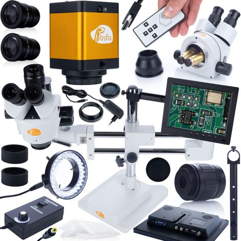 Rosfix Trinokular-Stereomikroskop auf einem Jupiter Pro Gantry MSJP-T-SDMS1 + 8-Display + 56xLED-Beleuchtung + Displayhalterung + Pegasus-Kamera