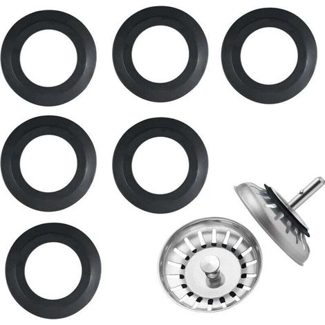 6 Pièces joint evier cuisine,Joint en Silicone pour Paniers Filtrants, Joint d’évier de Rechange en Caoutchouc,54mm Extérieur, 32mm Intérieur, Cuisine D'évacuation Bouchon D'obturation Joint (1/5)