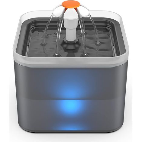 Fontaine Chat, Abreuvoir Automatique pour Chats et Chiens, Fontaine à Eau Ultra Silencieuse avec Filtre à Charbon Actif et Pompe à Eau, 2 L, Gris-Fei Yu (1/5)