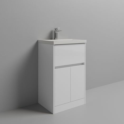 Montego Gloss White 500mm 1 Drawer 2 Door Vanity Unit with Glide Basin