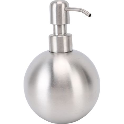 Distributeur de Savon Sphérique 500ml en Acier Inoxydable Remplissable - Flacon Pompe Lavabo Salle de Bain Multi-usage (1/5)