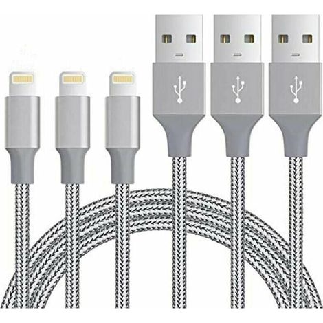 3er-Pack iPhone-Ladekabel 3 Fuß, MFI-zertifiziertes Lightning-Kabel, mit Nylon geflochtenes iPhone-Ladekabel, kompatibel mit iPhone 11 Xs Max XR X 8 7 6s Plus, iPad Mini/Air, iPod, Airpods – Schwarz (1/5)