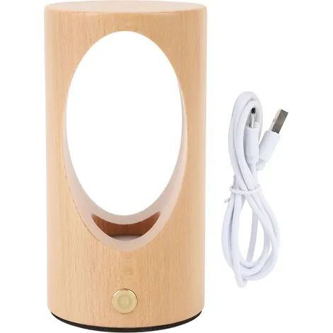 Veilleuse bébé rechargeable LED, lampe de chevet à intensité variable en bois, lampe tactile pour chambre d'enfant, idéale pour l'allaitement. (1/2)