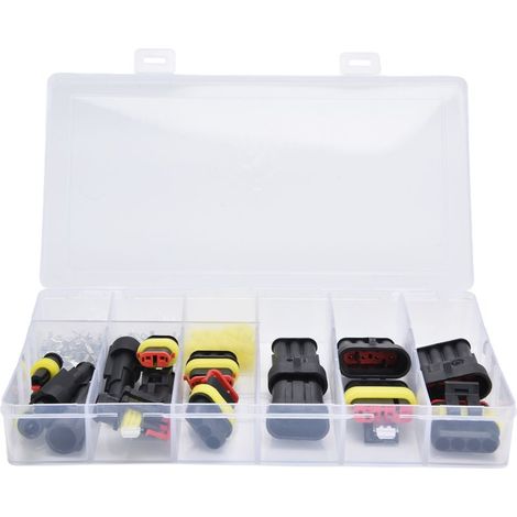 Kit assortimento di 96 connettori per cavi, terminali elettrici maschio e femmina impermeabili per applicazioni automobilistiche. (1/5)