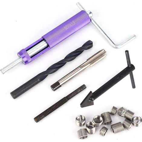 Kit de réparation filetée M10 - 12 inserts filetés à manchons vissés pour réparation de trous endommagés (1/5)
