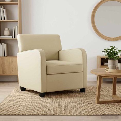 vidaXL Fauteuil Crème Simili cuir (1/5)
