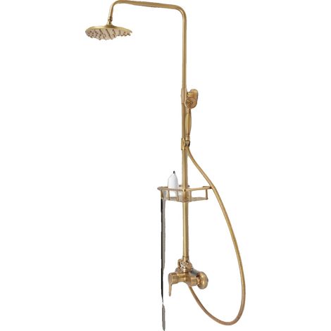Ensemble de douche en bronze vintage, kit de robinet à main et pluie à double mode, design pivotant à 360°, système de douche pour salle de bain, Bronze (1/2)