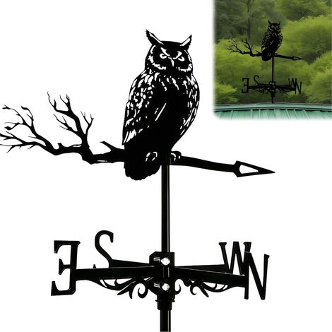 Decorative Weathervane Owl Metal Vintage for Garden and Roof  Indicates wind direction weather resistant (1/5)