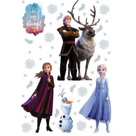 sticker mural La Reine des neiges bleu, marron et violet  - Disney