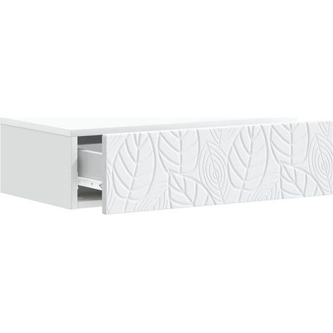 Étagère Murale Suspendue, Table d'Appoint Gain de Place 59 x 34,5 x 17 cm, Meuble Mural Moderne Blanc pour Salon, Chambre ou Entrée (1/5)