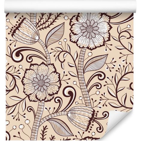 Precioso papel pintado floral de estilo retro para salón y dormitorio, 50x1000 cm. (1/5)