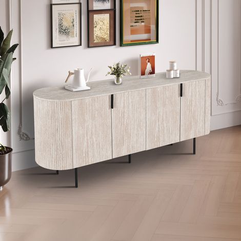Buffet bas 4 portes 200x45x80 cm effet travertin - SOLARIS