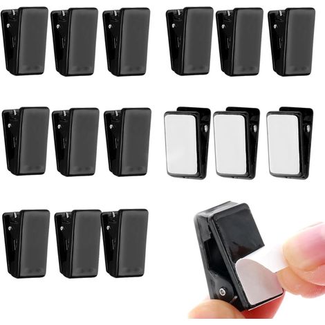 15 clip adesive, clip in plastica, clip per foto, clip da parete per appendere foto e poster a casa o in ufficio, 1,3 x 2,6 cm (nero) (1/5)