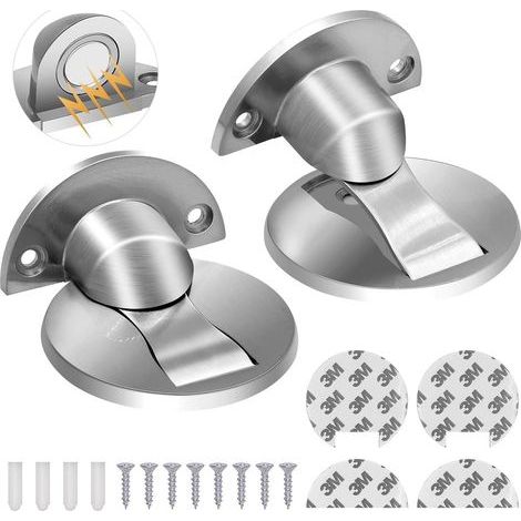 Butée de porte magnétique (lot de 2) - Butée de porte de sol auto-adhésive en acier inoxydable - Butée de porte (1/5)