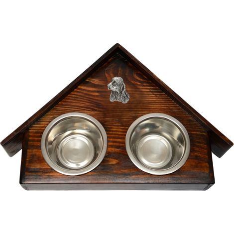 Cocker Spaniel Inglese - supporto in legno con ciotole per cani, ciotole decorative per cani, un regalo per l'adozione di un cane di Art-Dog (1/5)