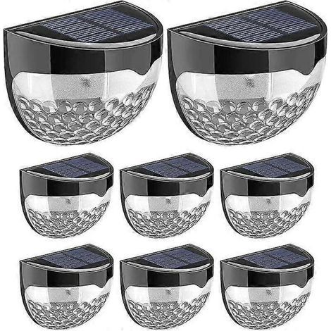 Éclairage de jardin - 8 lampes d'extérieur - Veilleuses étanches pour allées, patios, terrasses, clôtures - Lampes de sécurité solaires avec détecteur crépusculaire - Extérieur (1/5)
