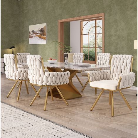 Conjunto 6 sillas comedor giratorias terciopelo OKMYHOME (1/5)