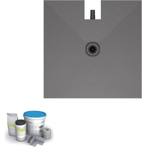 Receveur à carreler 100 x 100 cm WEDI Fundo Plano, bonde intégrée + kit d'étanchéité
