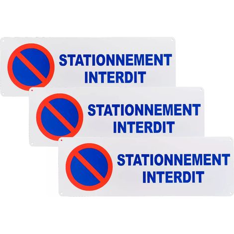 Pack 3 larges panneaux extérieurs 'STATIONNEMENT INTERDIT' - PVC résistant (42 x 14 cm) (1/3)