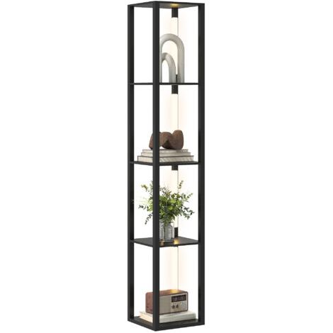 royaluxe -Lampadaire avec étagères 4 niveaux dimmable LED variateur d'intensité interrupteur à pied pour salon chambre bureau noir (1/5)