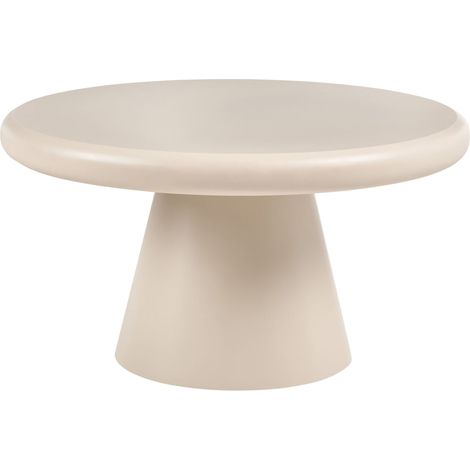 Table Basse Ronde à Pied Central Design Sculptural Style Organique Blanche Mamawi (1/5)