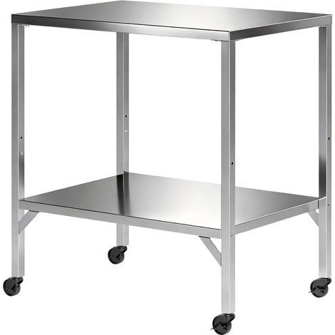 Chariot de Barbecue Table de Préparation Extérieur avec Plan de Travail et Roulettes Acier Inoxydable 85x60x92cm Argenté